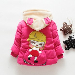 女童加毛加厚棉衣棉袄批发冬装新款韩版0-3岁婴幼童棉衣卡通外套