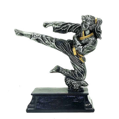 树脂工艺品 跆拳道纪念品 女子凌空飞腿造型奖杯 奖杯定制