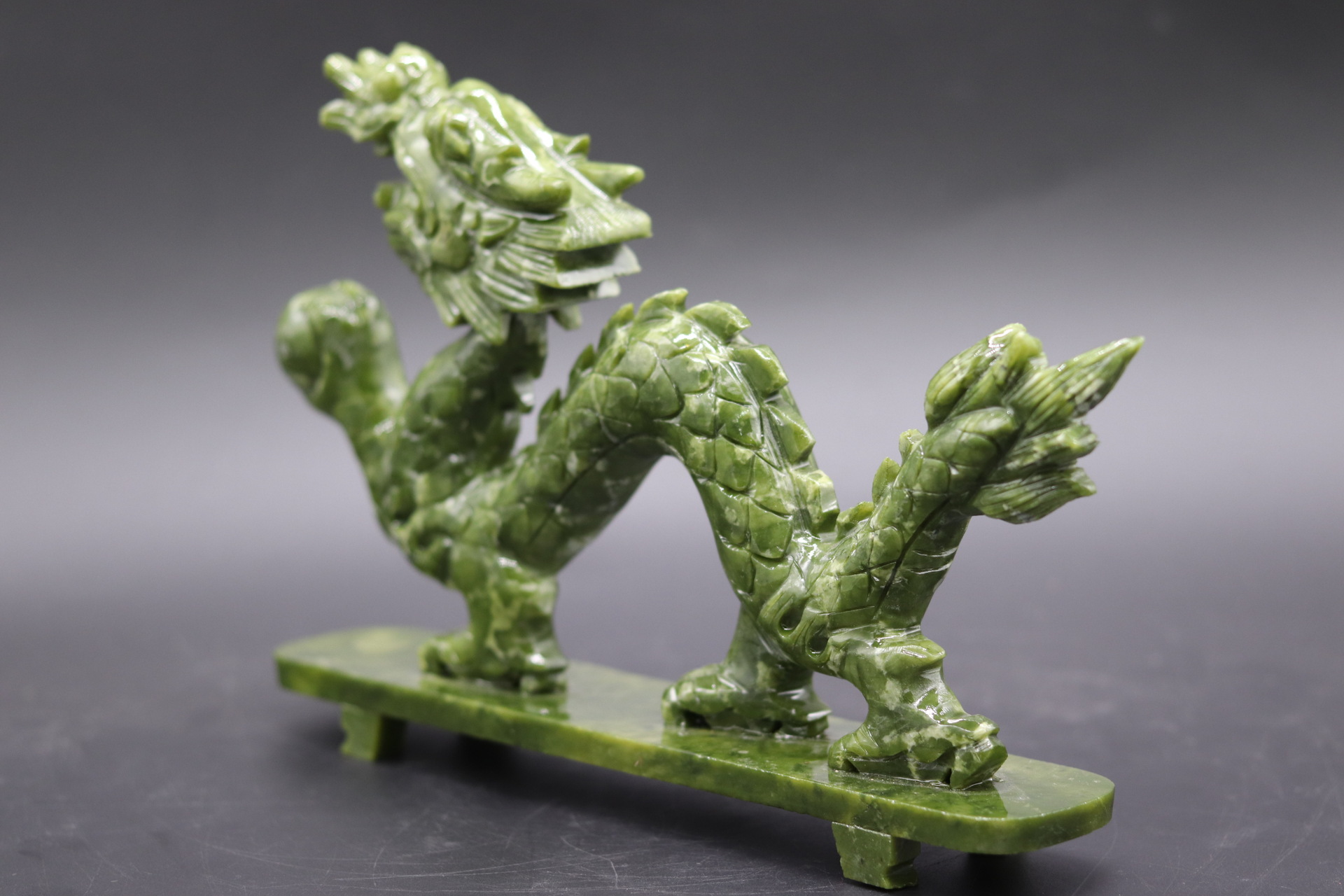 天然南玉青龙摆件工艺品生意兴隆18,28cm长款镇宅招财摆加工定制