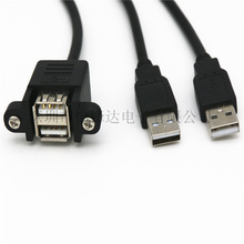 双口usb延长线带螺丝孔 双口连体usb挡板主板线双层USB af延长线