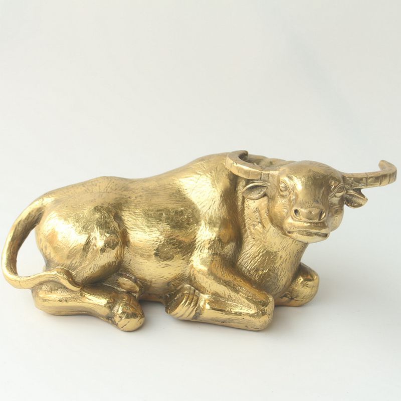 古玩铜器做旧黄铜动物牛摆件十二生肖牛气冲天吉祥家居办公室摆饰