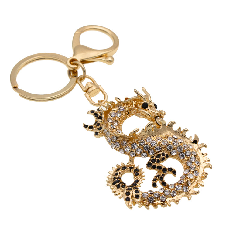 Korean Creative 3D Three-Dimensional Zodiac Diamond Dragon Keychain Men and Women's Pendants Gift Birthday Gift