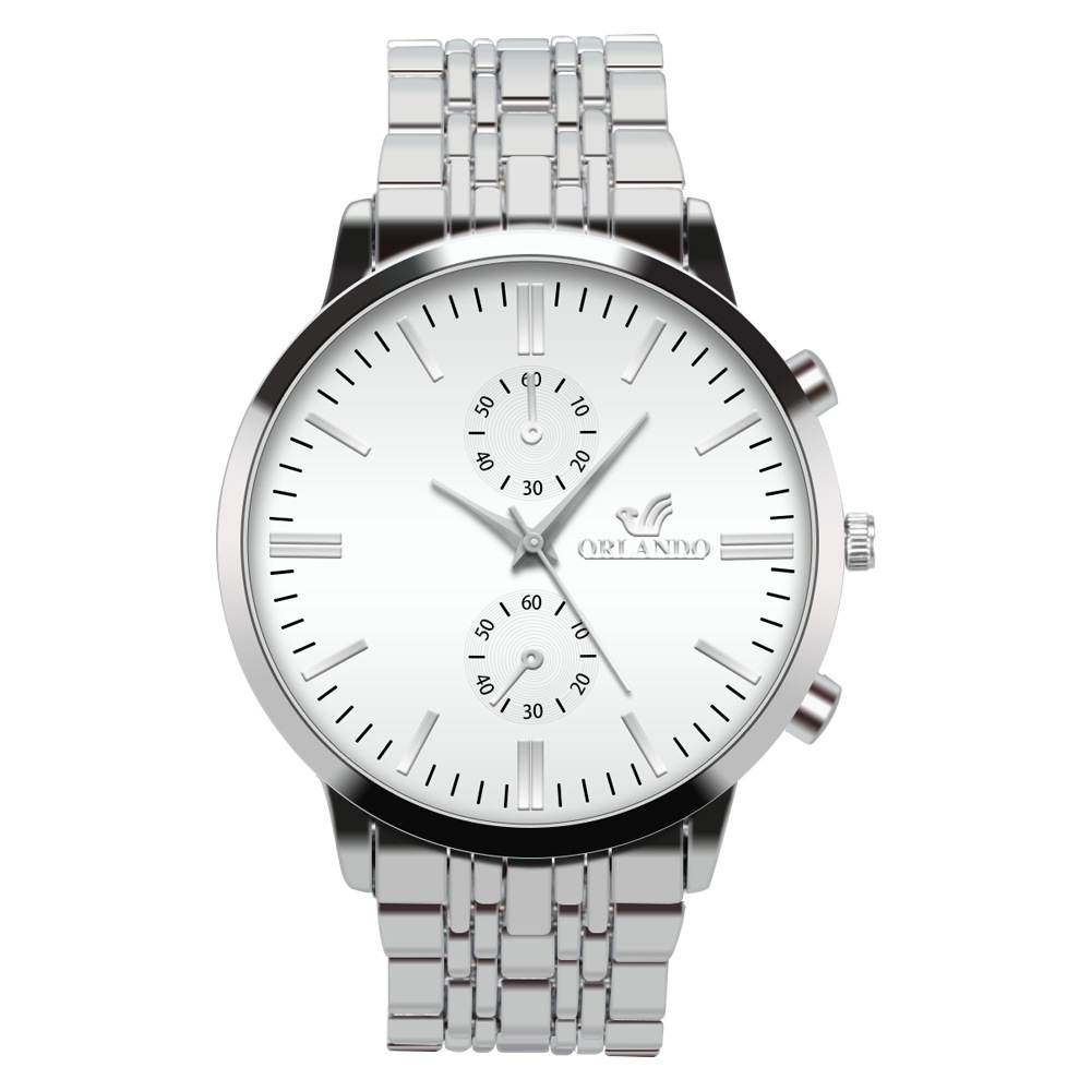 一件代发orlando奥伦多假两眼钢带手表 男士时装商务配饰手表