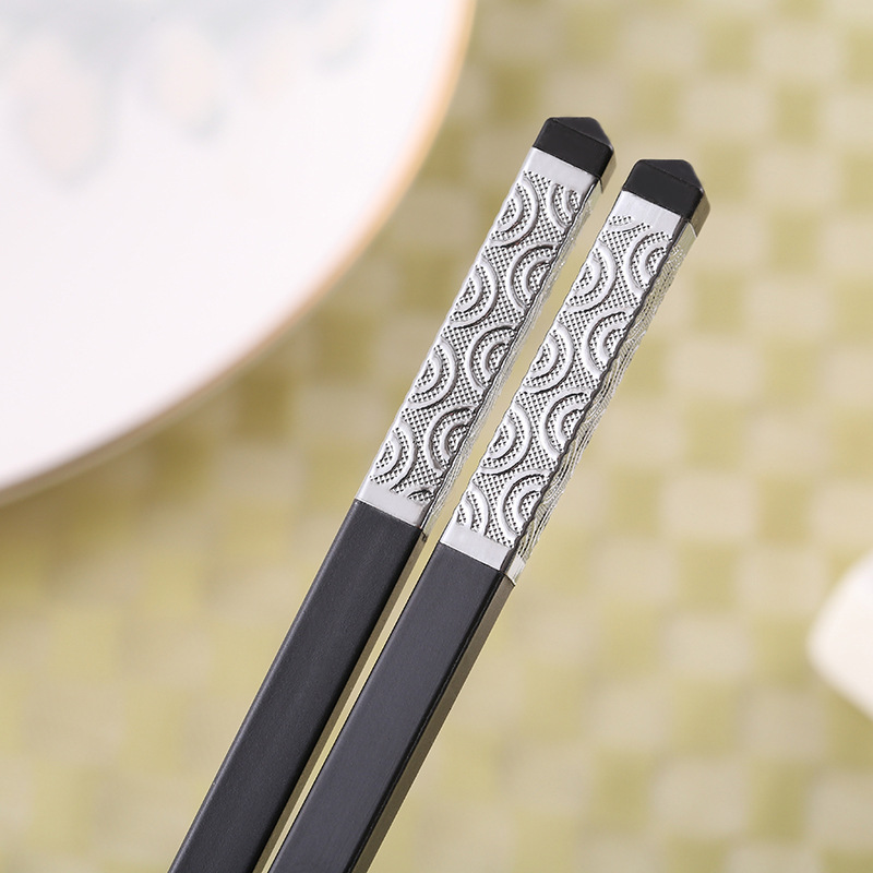 淘宝热销中式合金筷子创意花纹消毒餐具酒店礼品定制筷百货批发