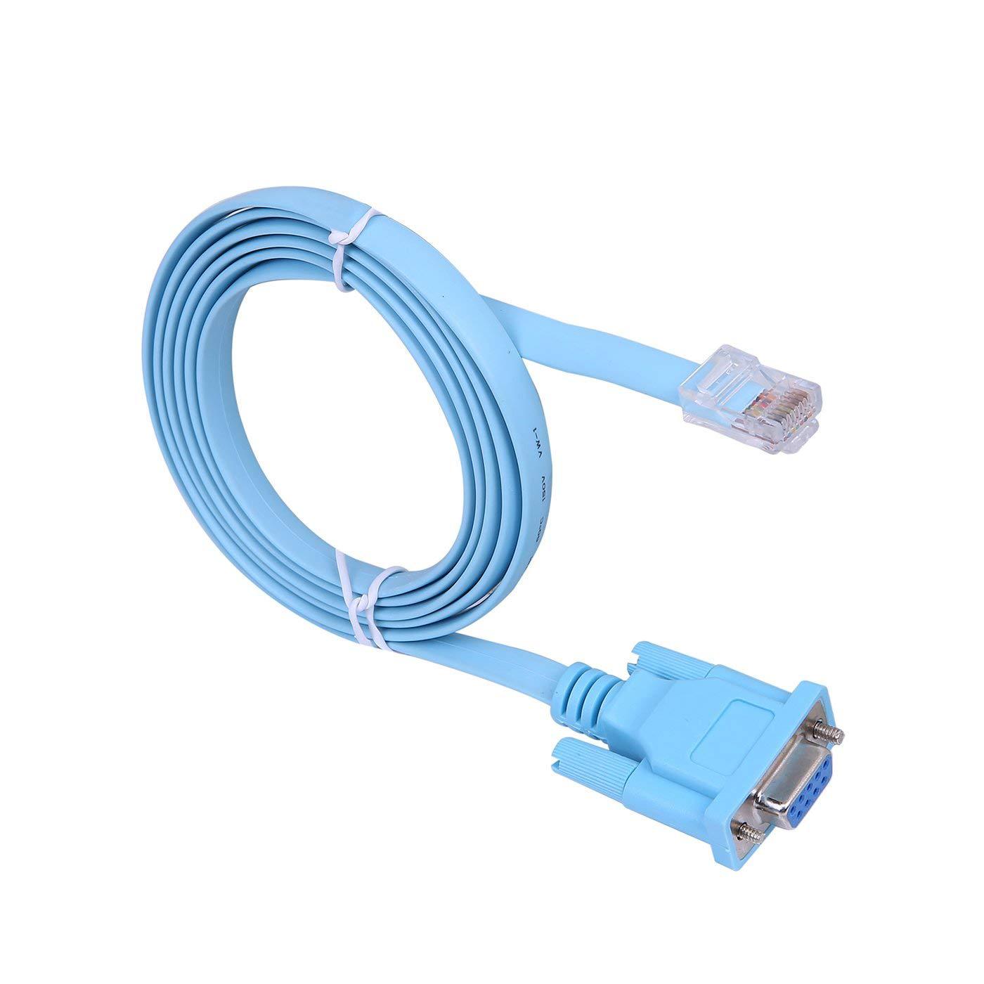 rj45 to rs232蓝色扁网线转串口线 db9f/8p8c 1.5米转接线