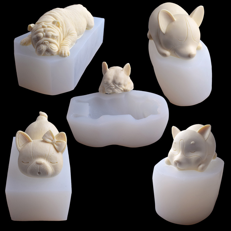 5款沙皮狗斗牛犬狗狗水晶滴胶模具 慕斯蛋糕硅胶模具diy烘焙模