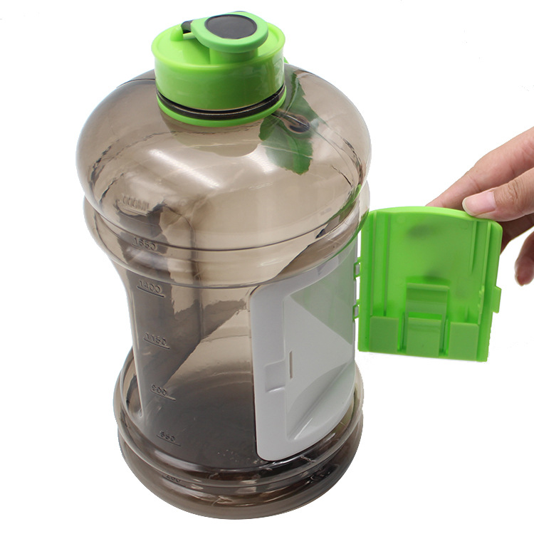 2200ml健身房大容量运动水壶特大水杯带储物格钱包超大容量太空杯