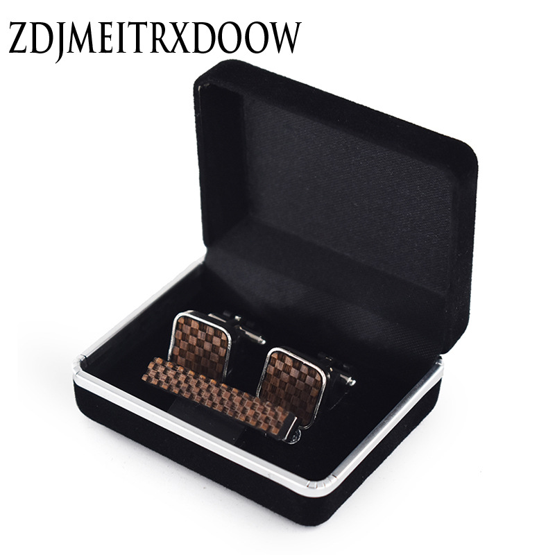 小方格子领夹袖扣套装 赠品礼品 袖扣袖钉 法式袖扣领带夹套装