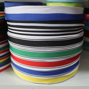 条纹间色涤纶织带彩色三色黑红白蓝藏青彩虹包边条带挂绳奖牌带