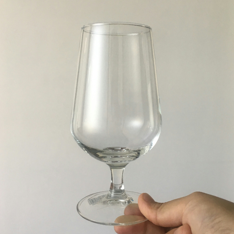 热销350ml高脚收口啤酒杯定制加工logo玻璃杯机吹杯创意工厂直发