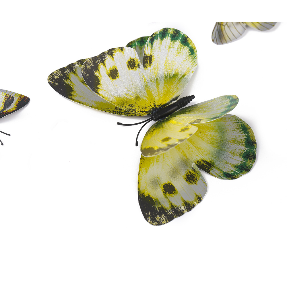 奥弗12只一包 银色双层蝴蝶 3d立体双层蝴蝶 假蝴蝶 双层蝴蝶批发