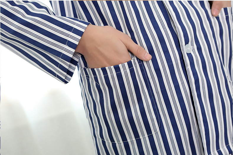 专业定制纯棉医院医用长袖条纹蓝色病号服住院病人服患者服批发
