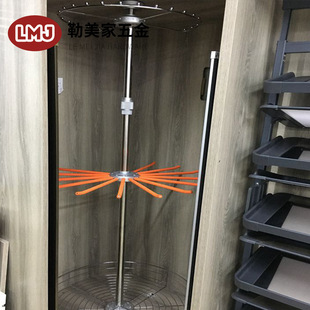 新款衣帽间三层旋转挂衣架360度拐角衣物篮旋转挂衣杆裤架拉篮