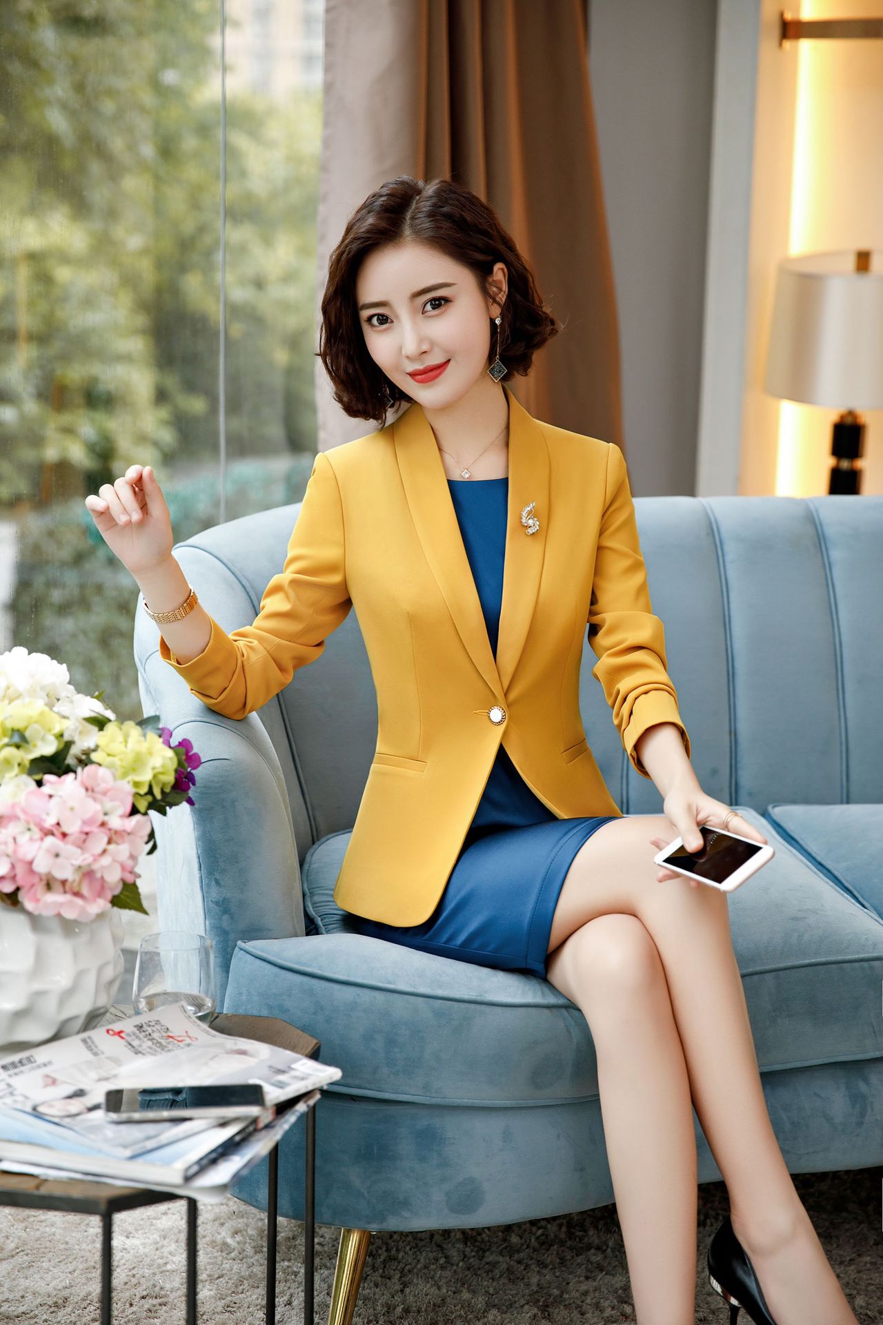 职业女装套装长袖 韩版修身时尚女士套裤白领办公室工作服面试服
