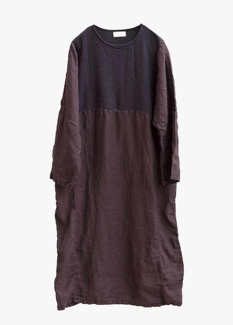 山千念壹 天丝苎麻立体裁剪做旧长袍子连衣裙