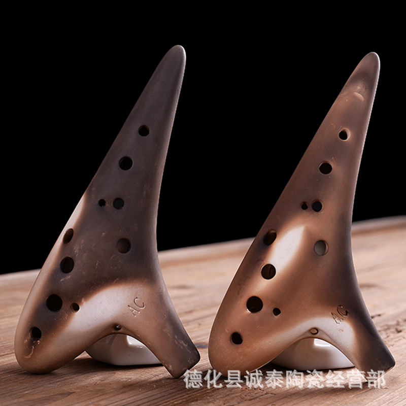 新款陶笛12孔批发 中音ac调专业陶笛乐器熏烧 琴行学校培训教学款