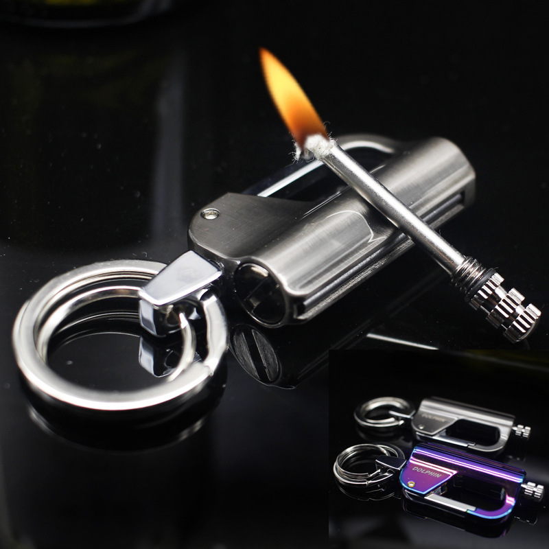 创意防水军事万次火柴打火机棉芯送煤油火机万能火柴钥匙扣收藏礼
