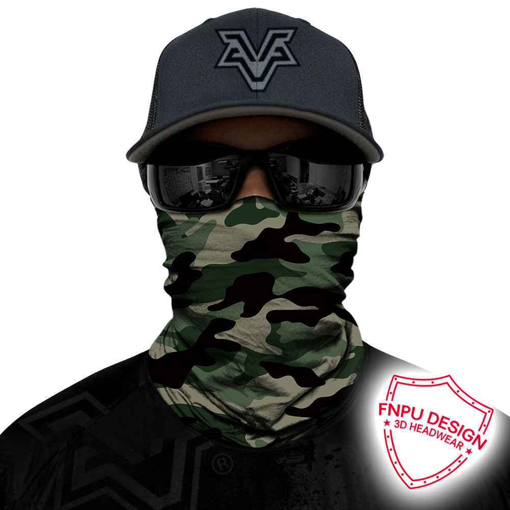 户外钓鱼海钓防晒抗紫外线无缝头巾 军事迷彩蟒纹3d印花头套面罩