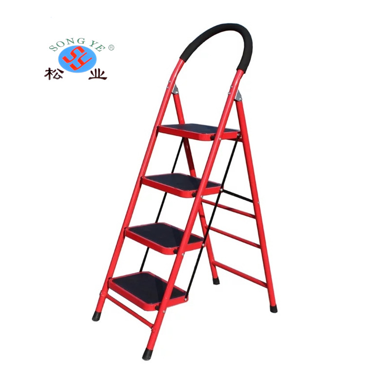 漆钢 四步梯家用人字梯子 家用折叠楼梯折叠梯子折叠梯家用小梯子