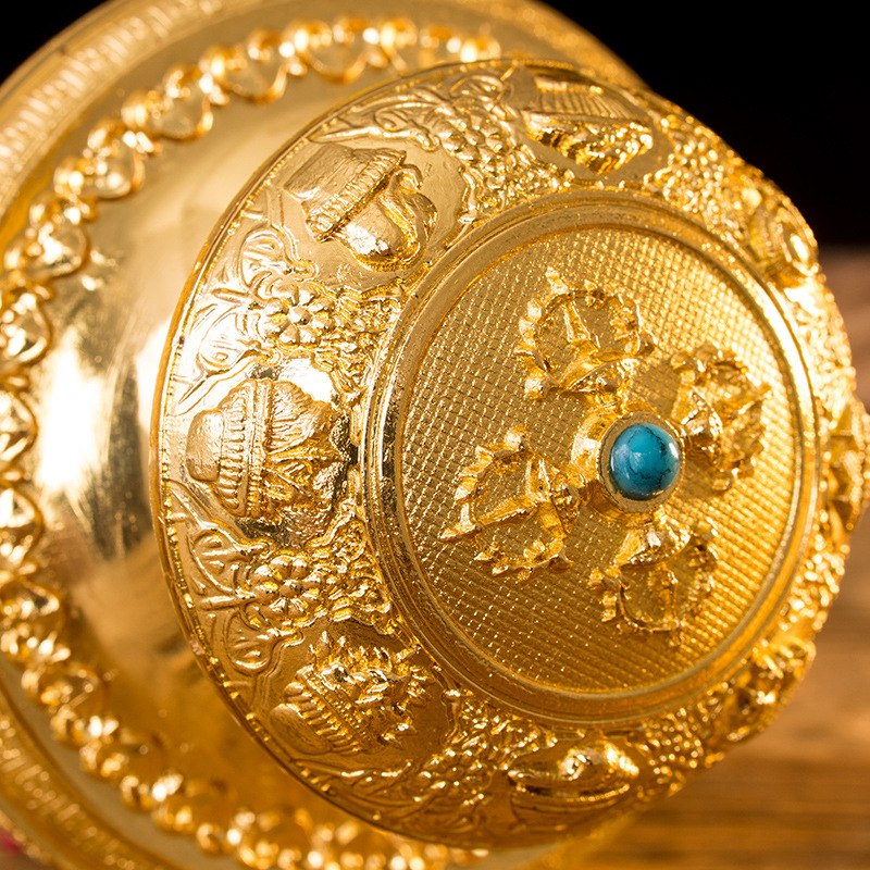 尼泊尔工艺密宗法器藏传佛教用品如意宝瓶合金宝瓶大号黄财神宝瓶