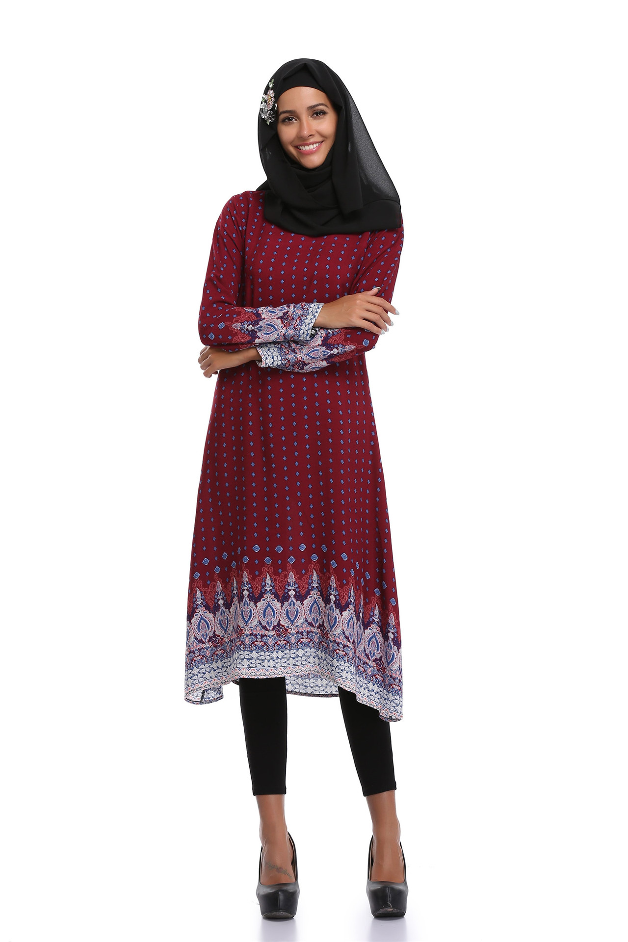 马来西亚穆斯林女装长袍民族风长裙亚马逊速卖通热卖连衣裙女m17