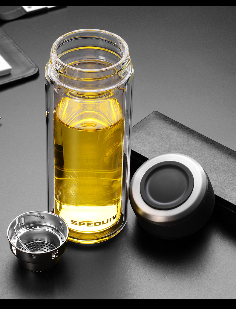 厂家直销高硼硅耐高温双层玻璃杯 商务办公茶水杯礼品保温玻璃杯