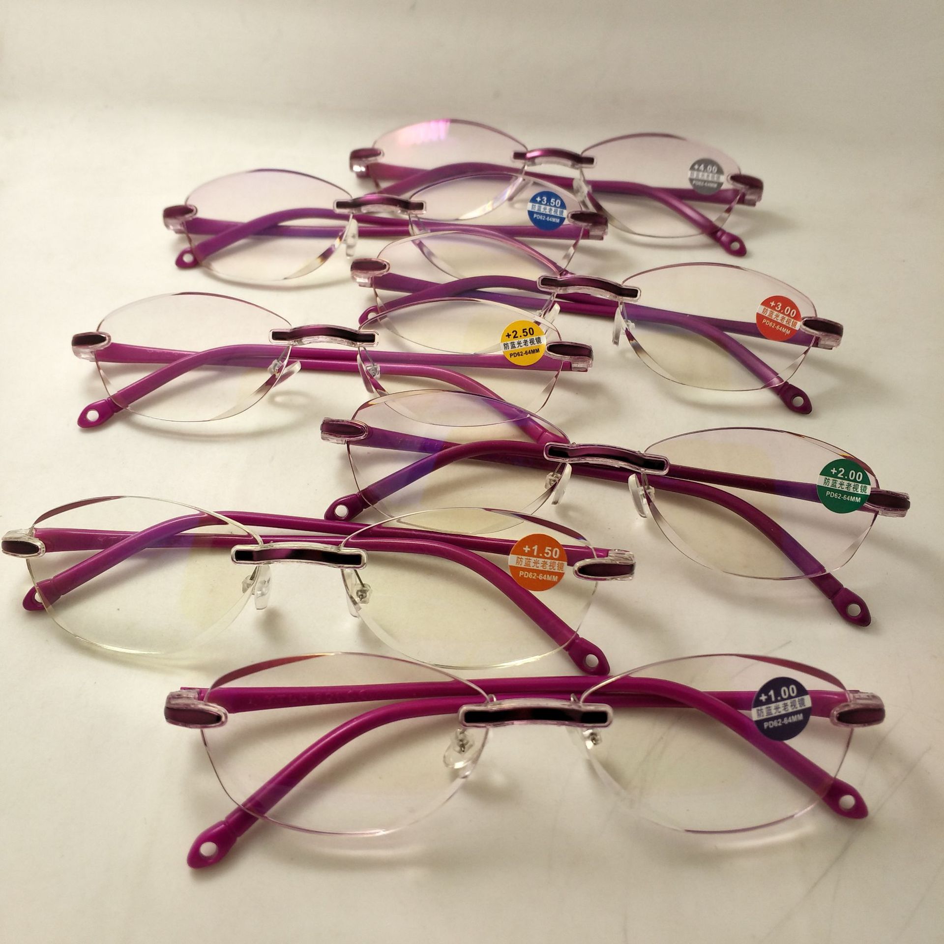 厂家热销镀膜防蓝光老花眼镜切边 无边框老花镜批发