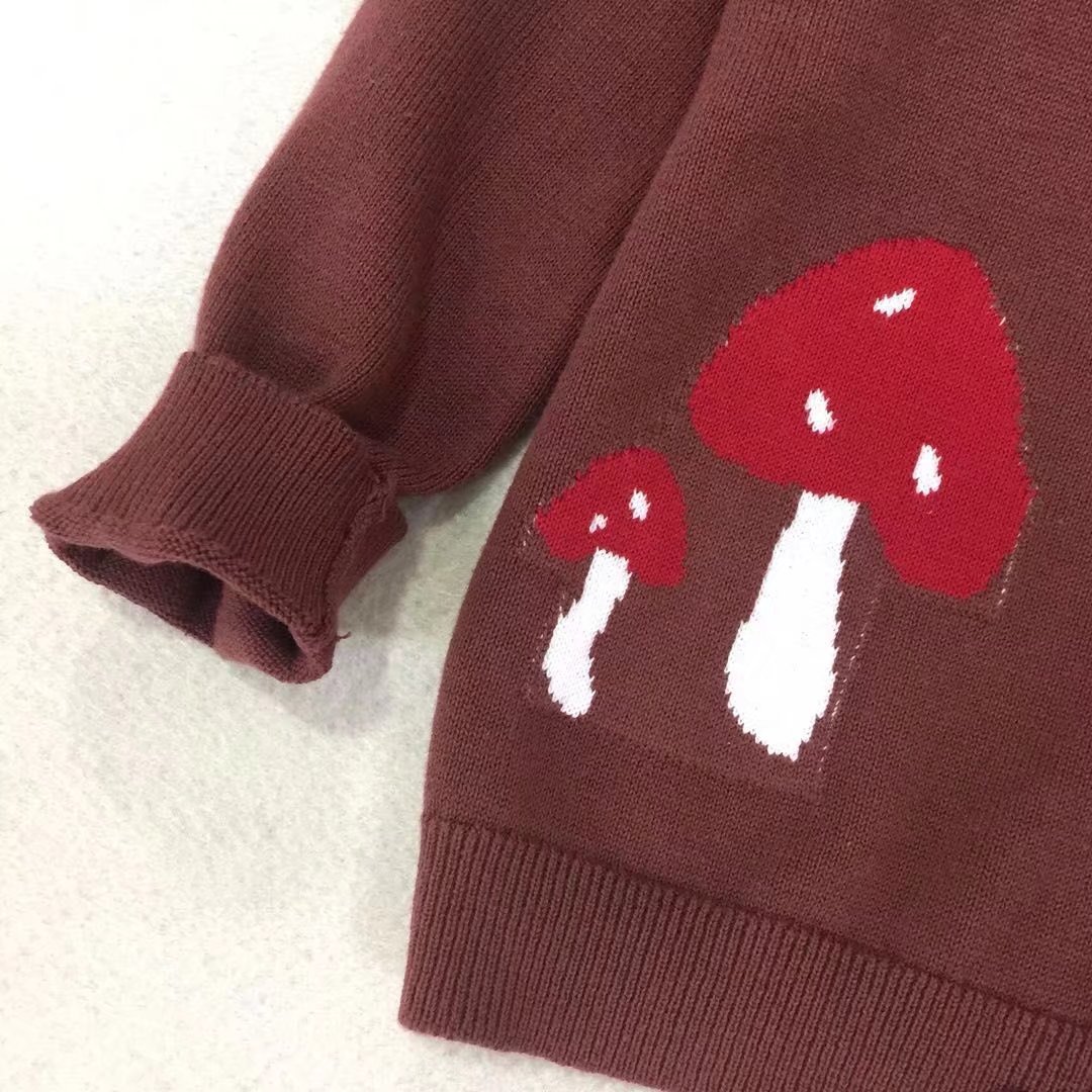 2018春秋新款 女童针织开衫 蘑菇款童装毛衣