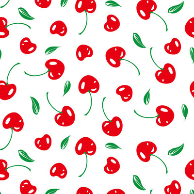 樱桃水果童装布料竹节麻 乱麻 雪纺底布数码印花现货面料