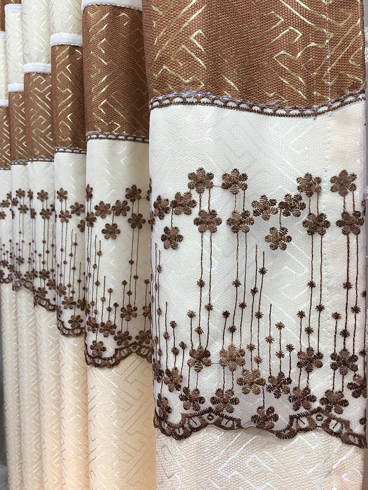 窗帘布料厂家直销 小清新提花布成品拼接窗帘布批发 卧室窗帘