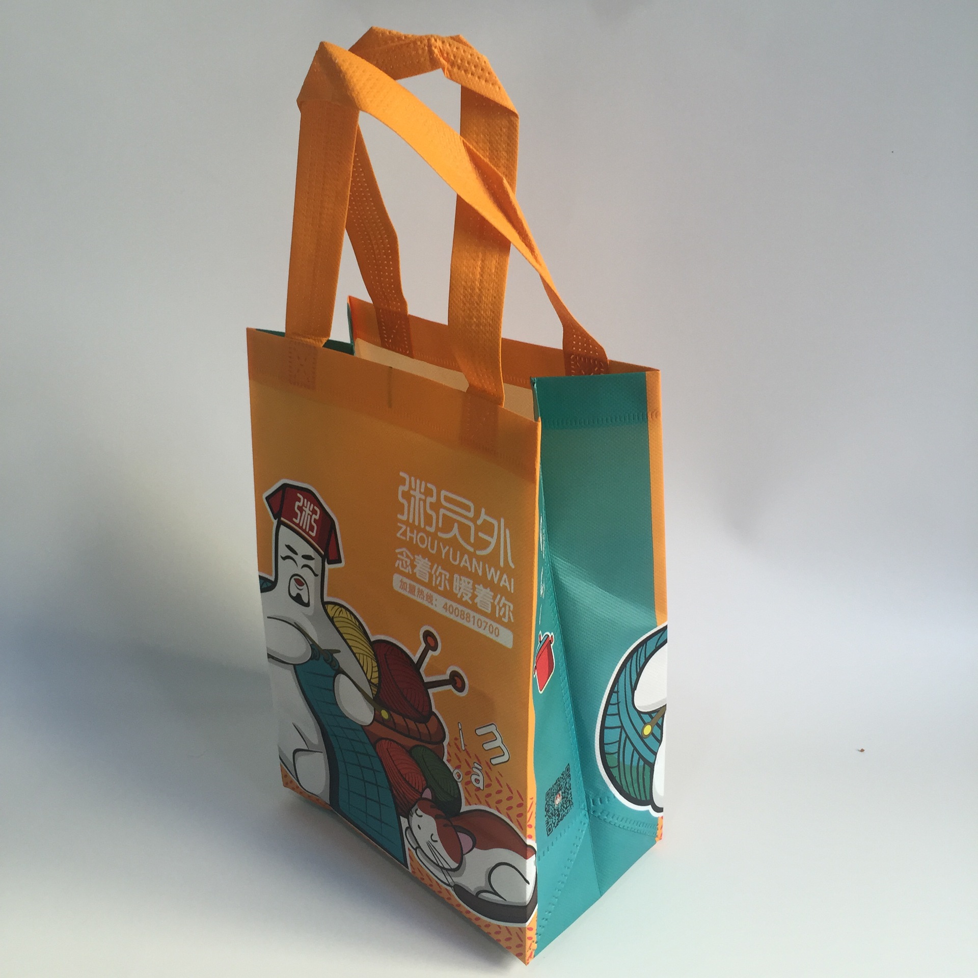 彩色覆膜无纺布袋现货袋厂家外卖袋鸭舌手提袋防水食品袋