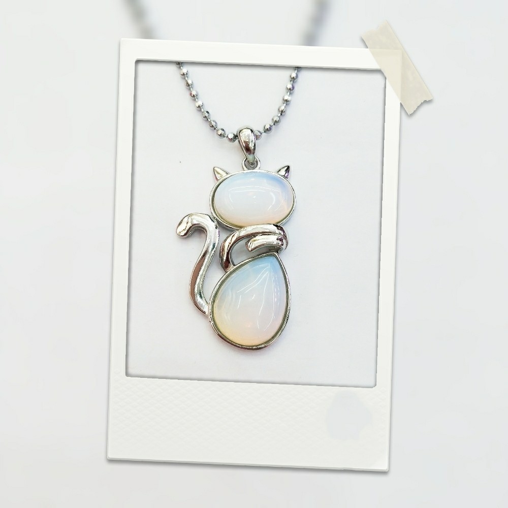 天然水晶玛瑙猫咪时尚吊坠