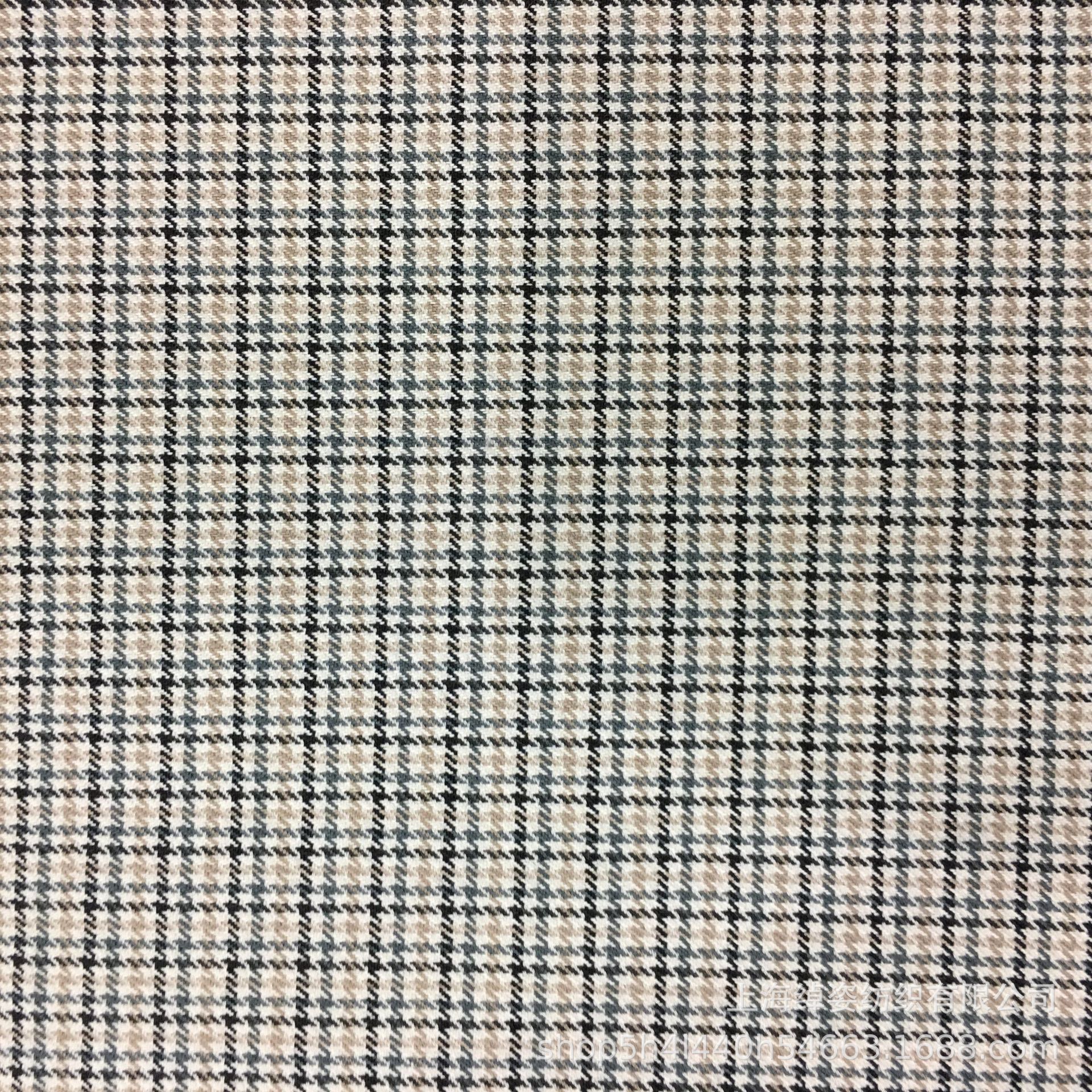 现货供应tr格子布西装格子面料衬衫面料小千鸟格面料色织布