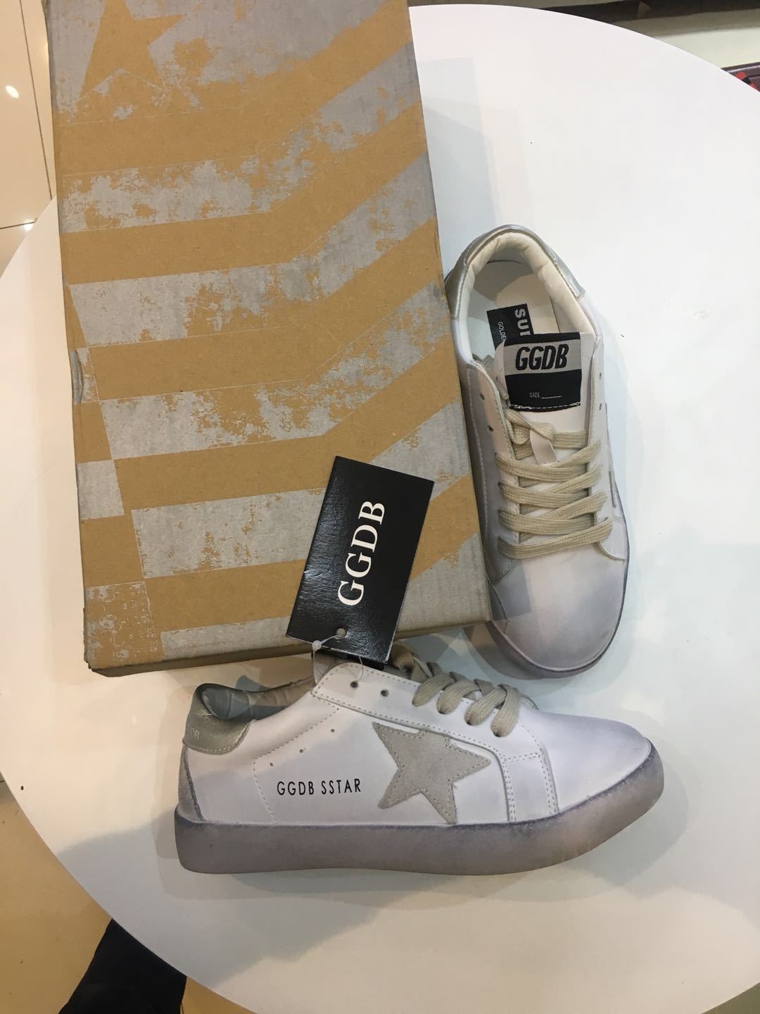 真标原盒韩国ggdb做旧星星小脏鞋女百搭韩版真皮休闲鞋平底板鞋女