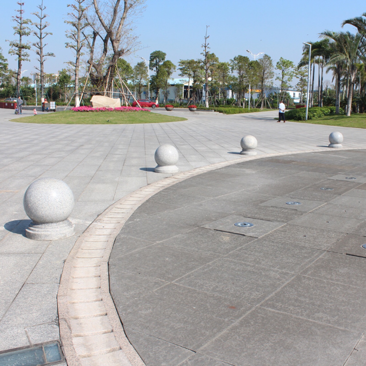 大理石球50公分挡车路障花岗岩石公园广场摆放石雕石柱