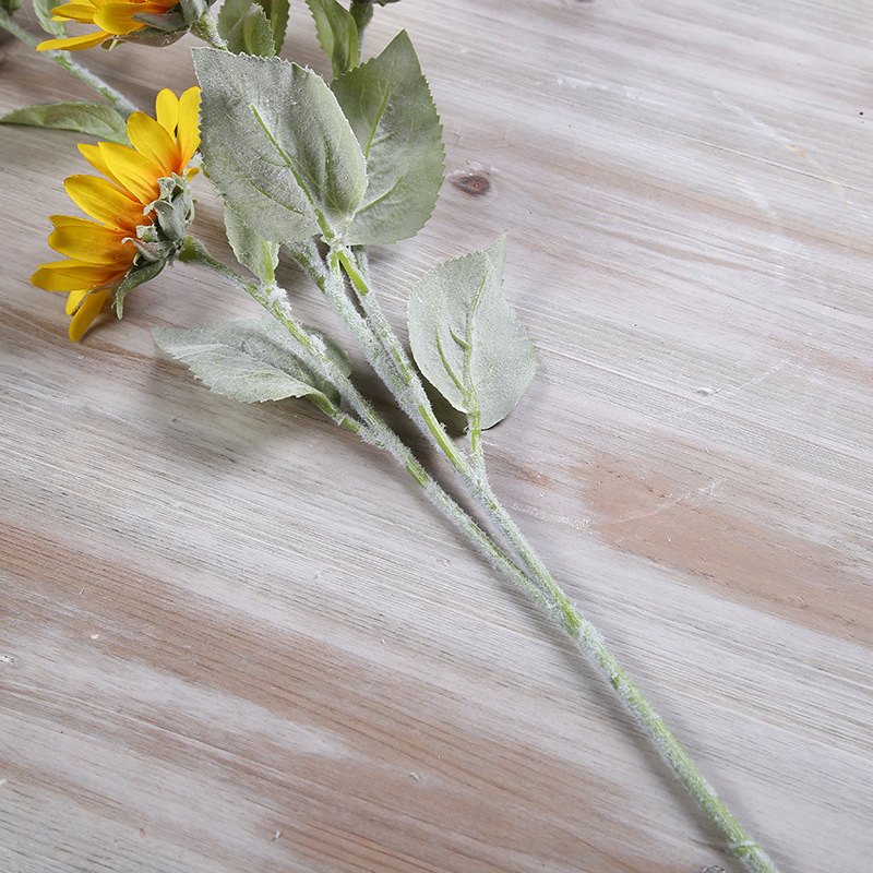 厂家批发单支小3头向日葵家居装饰舞台布景高档装饰假花婚庆家居