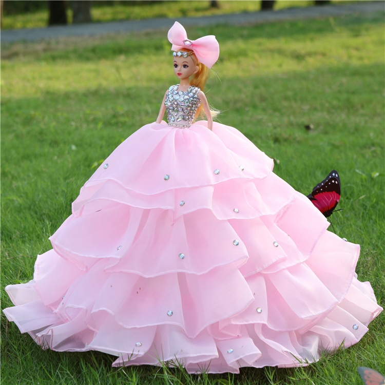 玩具批发郑嘉 芭比娃娃 手工婚纱粉色48厘米女孩生日艺术学校包邮