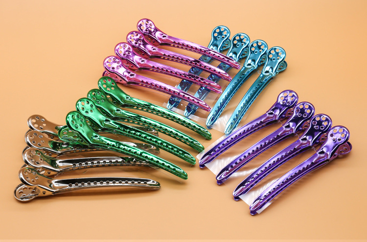 影楼美发夹子分区夹手推波纹夹彩色不锈钢彩钢夹高质量发夹彩钢夹