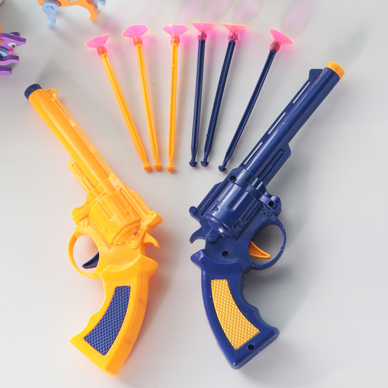 吸卡软弹枪套装 两把枪六发软弹 不伤人儿童玩具枪过家家玩具批发