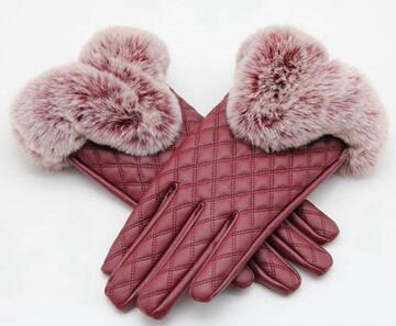 菱形三角手套仿皮女士手套秋冬保暖手套骑车开车