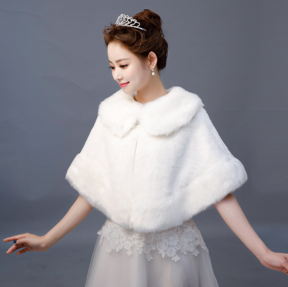 新娘毛披肩2018新款冬季加大加厚外套结婚礼婚纱礼服保暖披风斗篷