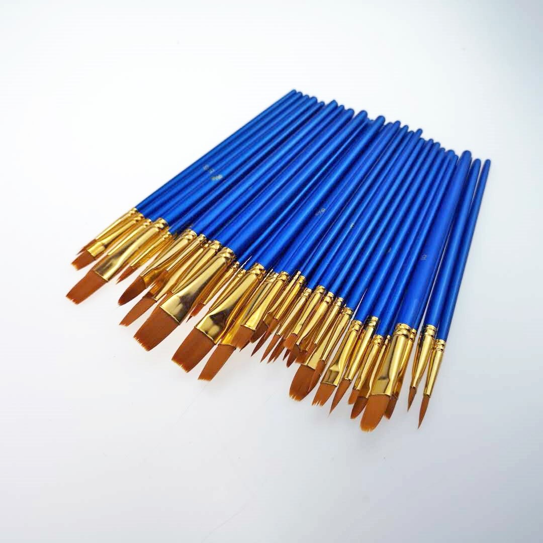 江西厂家珠光蓝色彩绘画笔套装 50支油画笔套装 尼龙丙烯水彩画笔