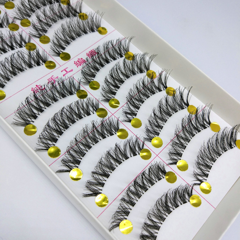 Taiwan Handmade False Eyelashes 822# Sheer Root Cluster Messy Realistic Eye Tail Pull Long 10 Pairs