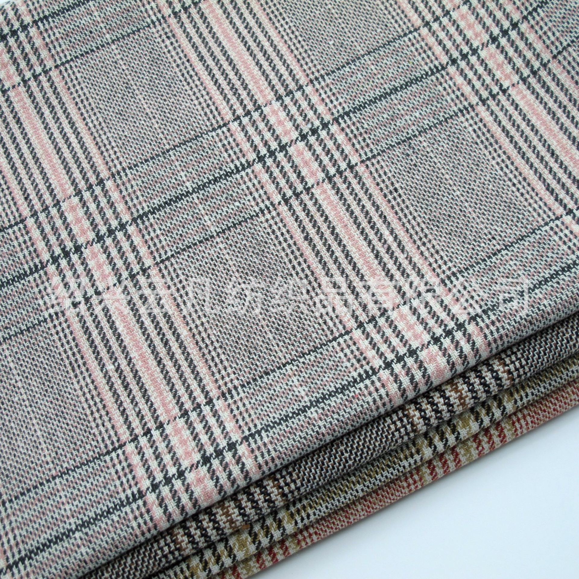 热销现货 彩条大格子面料 轻薄千鸟格布料外套包裙线条格子花呢