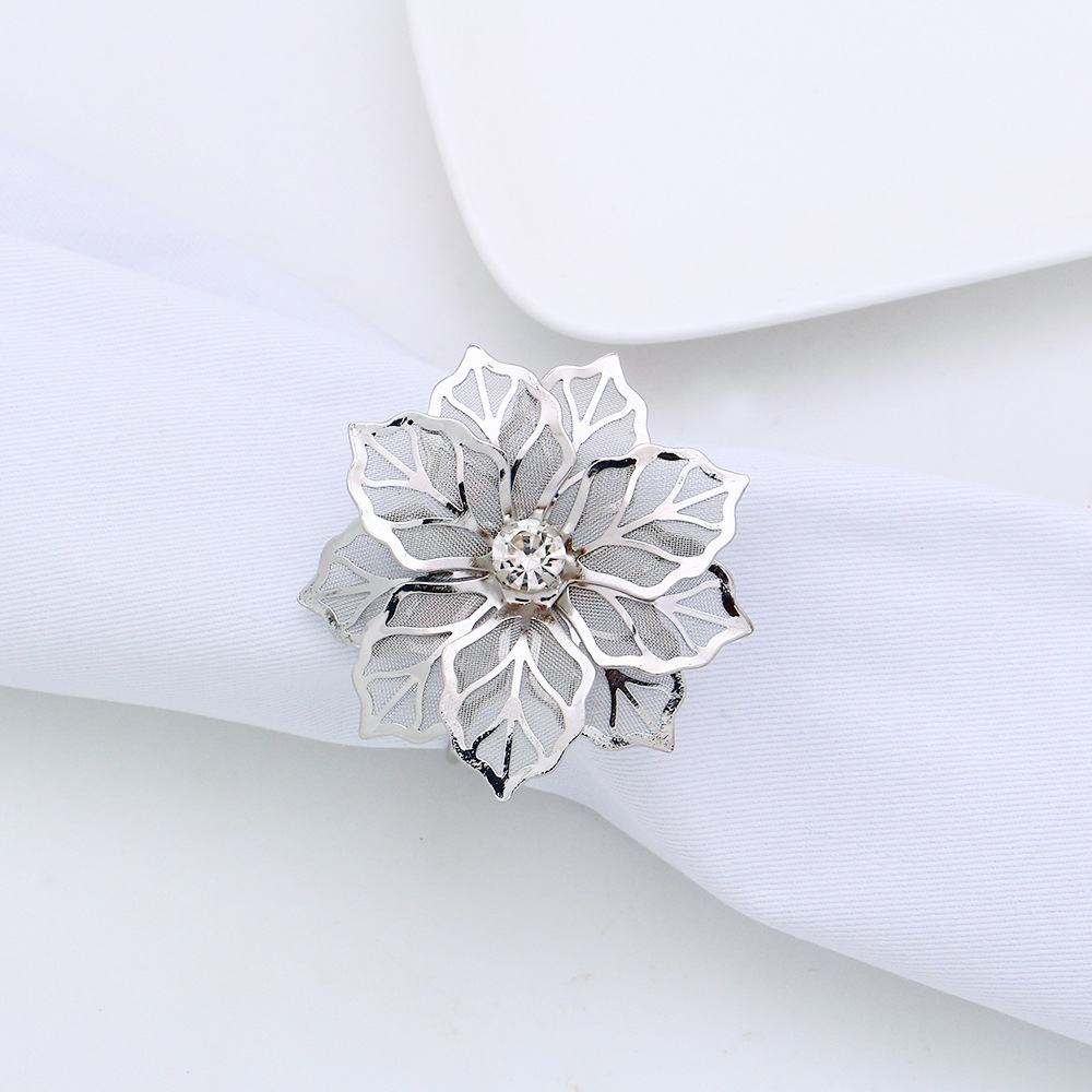 跨境热卖餐巾扣花型镶钻餐巾环口布圈酒店用品跨境货源花型餐巾扣