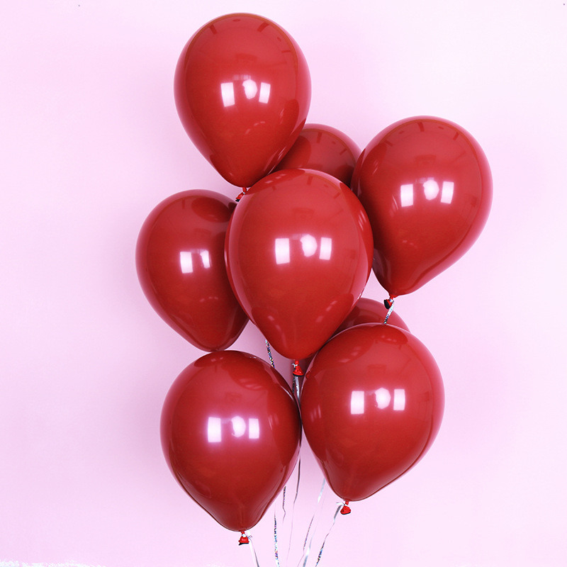 10寸加厚宝石红色气球婚房装饰ins石榴求婚场景布置国庆气球装饰