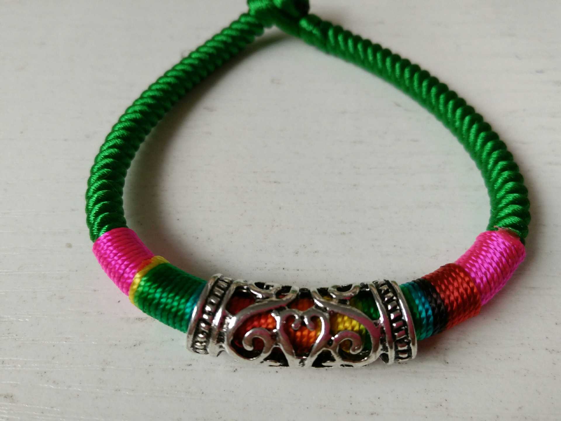 藏式金刚结五彩手绳手串手工编织保平安转运镂空五彩手链手绳