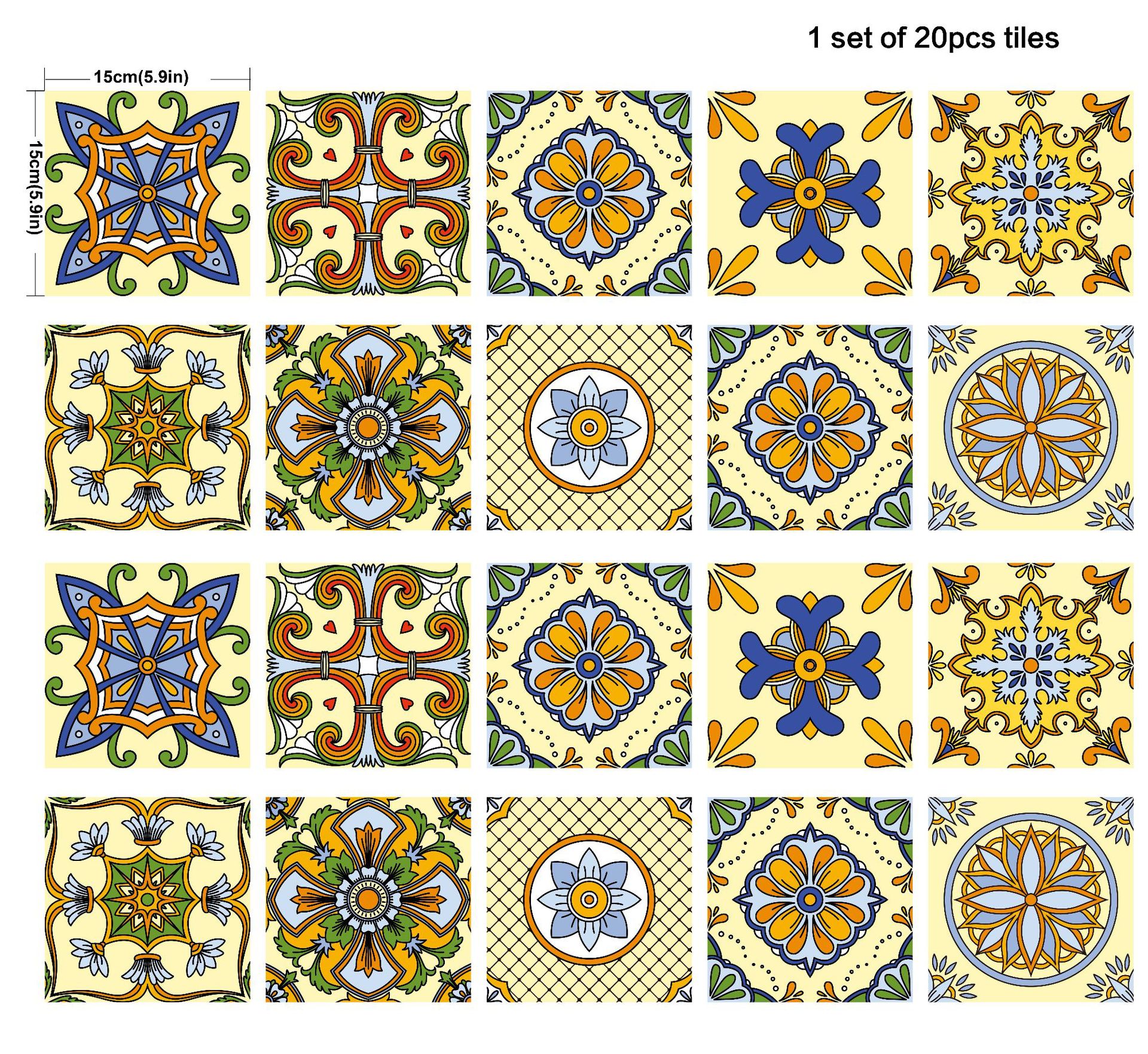 复古摩洛哥瓷砖贴防滑花砖贴纸客厅卧室防水可移墙贴定制dt062