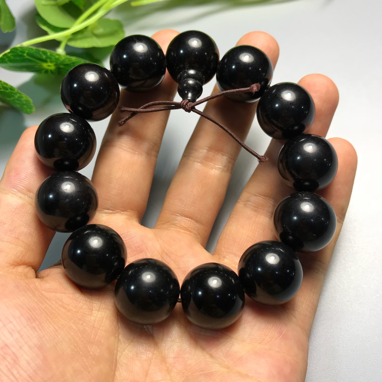 供应天然黑牛角手串男士牦牛角圆珠手链价格低货品好