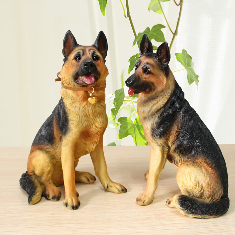 年初大促树脂小号仿真狼狗桌头装饰德国牧羊犬摆件厂家直销假狗